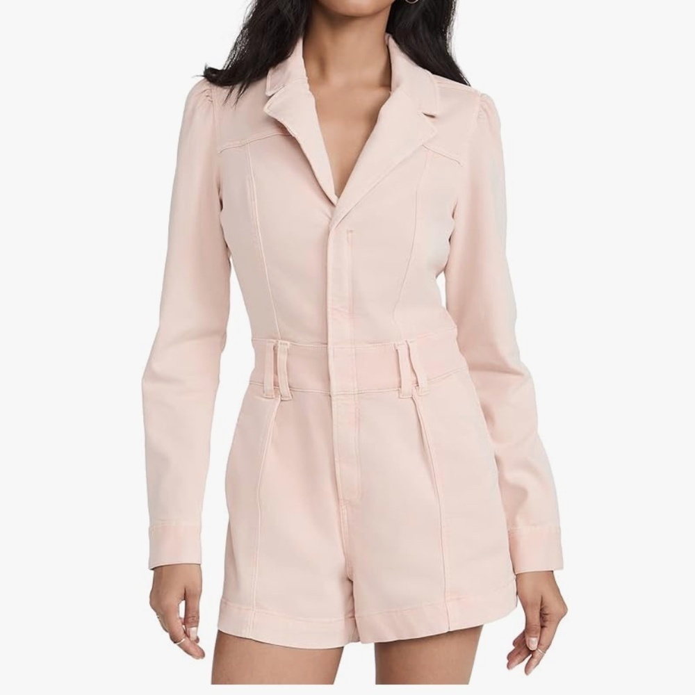 PAIGE “Meg” Romper in Vintage Pink Valentine Size 6 | Long Sleeve Utility